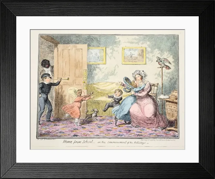 Framed Print : Home from School or the Commencement of the Holidays, 1835 Framed Print : Home from School or the Commencement of the Holidays, 1835
