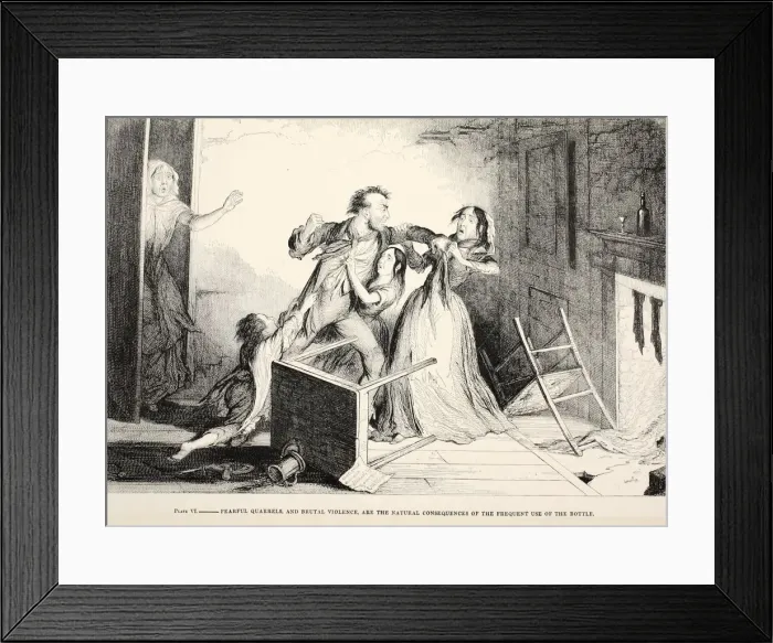 Framed Print : Fearful quarrels and brutal violence, are the natural consquences of the frequent use of the bottle Framed Print : Fearful quarrels and brutal violence, are the natural consquences of the frequent use of the bottle