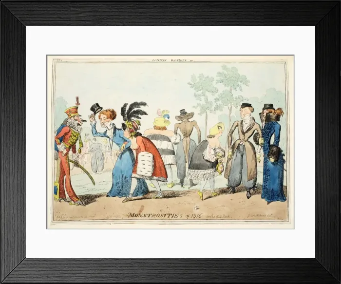 Framed Print : London Dandies or Monstrosities of 1815, 1835 Framed Print : London Dandies or Monstrosities of 1815, 1835