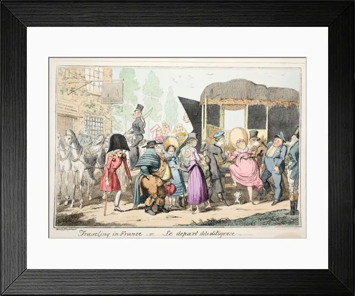 Framed Print : Traveling in France or Le Depart de la diligence, 1835 Framed Print : Traveling in France or Le Depart de la diligence, 1835