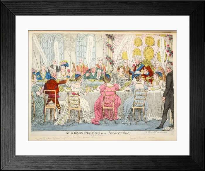 Framed Print : Gudgeon Fishing a la Conservatory, 1811 Framed Print : Gudgeon Fishing a la Conservatory, 1811