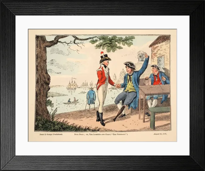 Framed Print : Dick Dock: Or, the Lobster and Crab (The Veterans), 1806 Framed Print : Dick Dock: Or, the Lobster and Crab (The Veterans), 1806