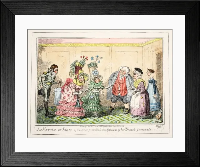 Framed Print : Le Retour de Paris, or, the Neice presented to her Relatives by her French Governess, 1835 Framed Print : Le Retour de Paris, or, the Neice presented to her Relatives by her French Governess, 1835