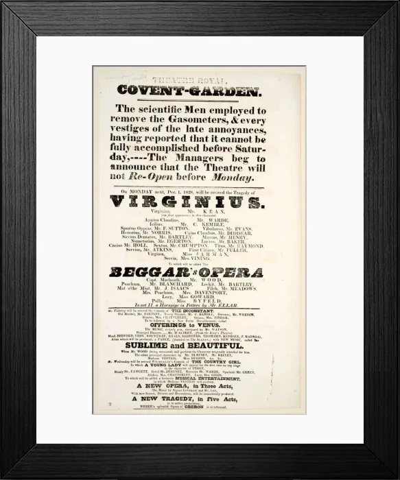 Framed Print : Playbill for the Theatre Royal Covent Garden, 1828 Framed Print : Playbill for the Theatre Royal Covent Garden, 1828