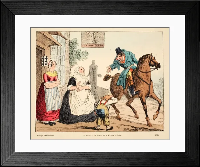 Framed Print : A Traveller Stopt at a Widows Gate, 1824 Framed Print : A Traveller Stopt at a Widows Gate, 1824