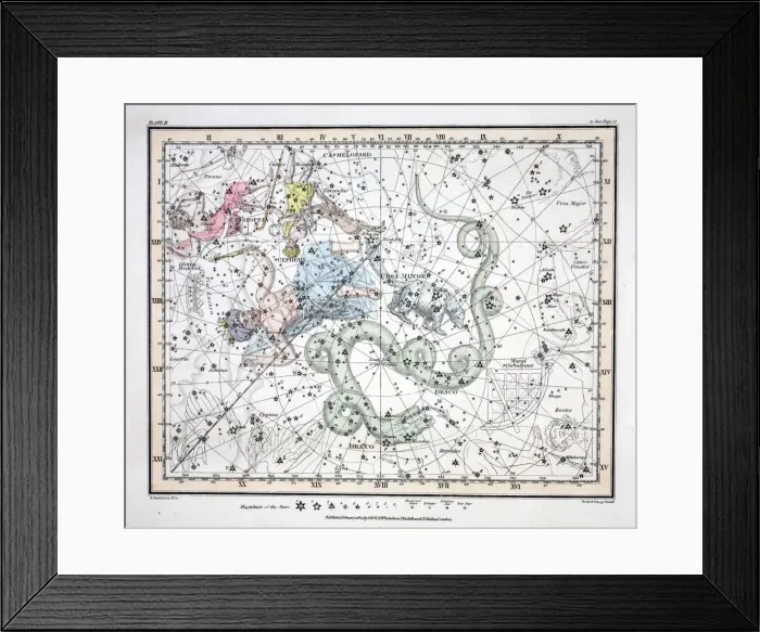 Framed Print : The Constellations (Plate II) Ursa Minor, Cassiopeia, Tarandus, Cepheus, Draco Framed Print : The Constellations (Plate II) Ursa Minor, Cassiopeia, Tarandus, Cepheus, Draco