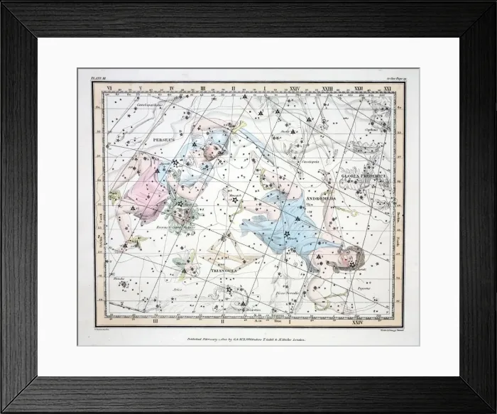 Framed Print : The Constellations (Plate III) Andromeda, Triangula, I Perseus et Caput Meduse, Gloria Frederici Framed Print : The Constellations (Plate III) Andromeda, Triangula, I Perseus et Caput Meduse, Gloria Frederici