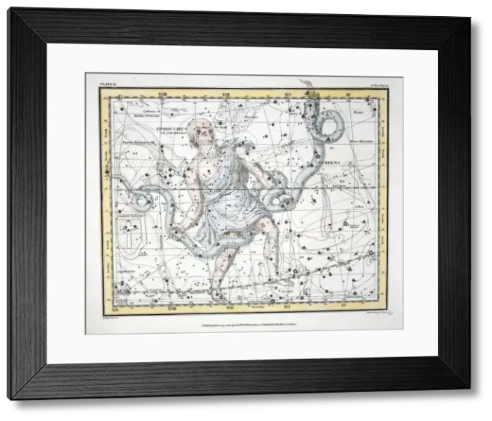 Framed Print : The Constellations (Plate IX) Olphiuchus, or Serpentarius, and Serpens, 1822 Framed Print : The Constellations (Plate IX) Olphiuchus, or Serpentarius, and Serpens, 1822
