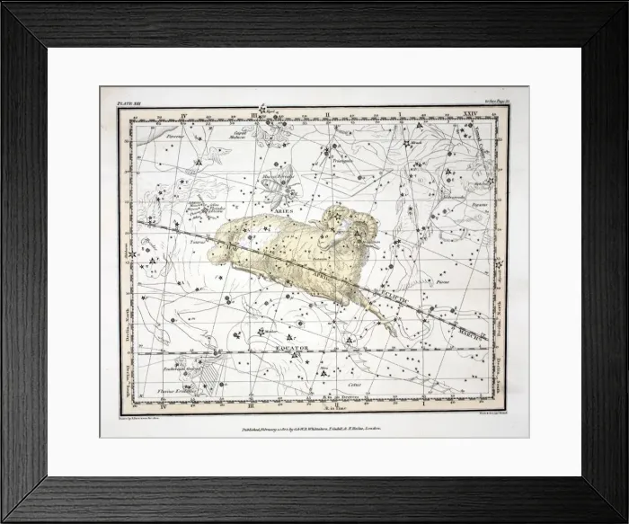 Framed Print : The Constellations (Plate XIII) Aries and Musca Borealis, 1822