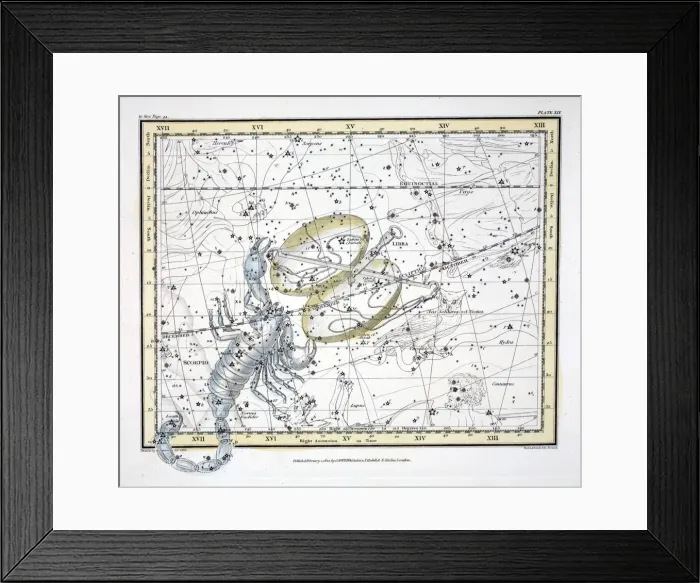 Framed Print : The Constellations (Plate XIX) Libra and Scorpio, 1822