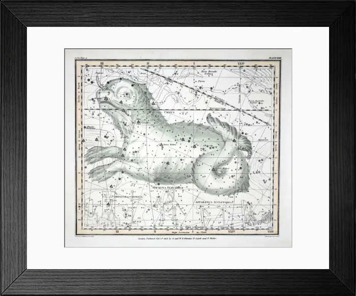 Framed Print : The Constellations (Plate XXIII) Cetus, Officina Sculptoris, Machina Electrica, Fornax Chemica Framed Print : The Constellations (Plate XXIII) Cetus, Officina Sculptoris, Machina Electrica, Fornax Chemica