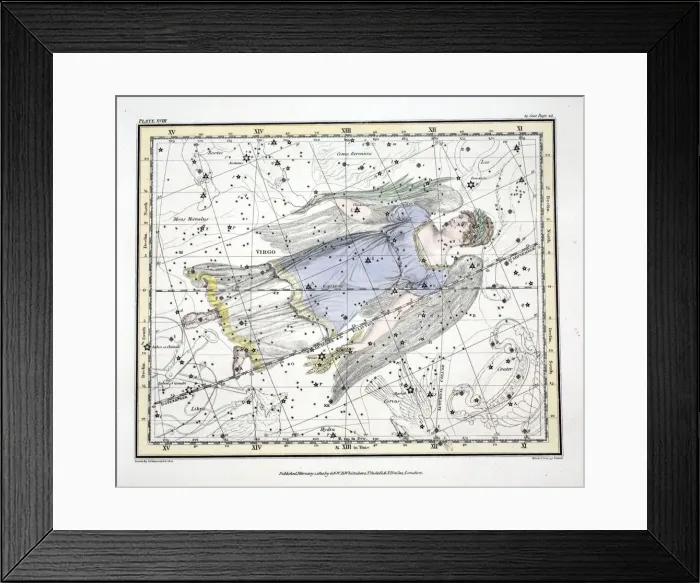 Framed Print : The Constellations (Plate XVIII) Virgo, 1822