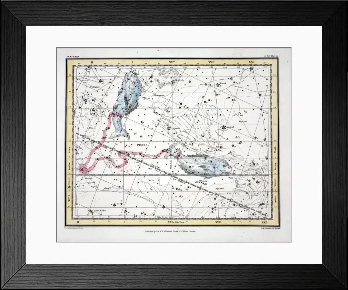 Framed Print : The Constellations (Plate XXII) Pisces, 1822 Framed Print : The Constellations (Plate XXII) Pisces, 1822