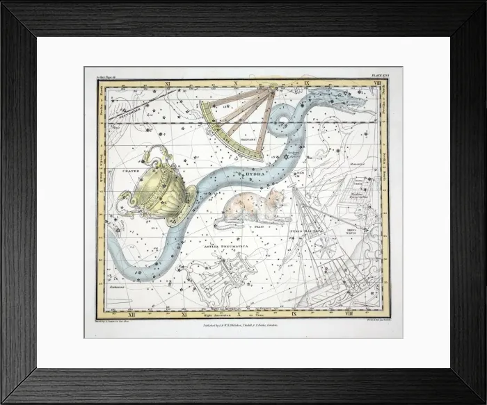 Framed Print : The Constellations (Plate XXVI) Hydra, Sextans Uraniae, Le Chat, La Machine Pneumatique, 1822 Framed Print : The Constellations (Plate XXVI) Hydra, Sextans Uraniae, Le Chat, La Machine Pneumatique, 1822