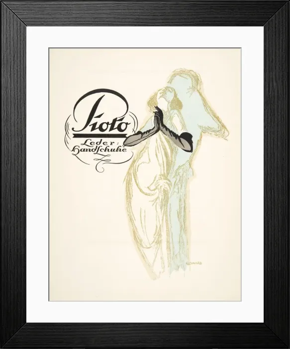 Framed Print : Advertisement for Leather Gloves from Pioto, from Styl, pub. 1922 (pochoir Print) Framed Print : Advertisement for Leather Gloves from Pioto, from Styl, pub. 1922 (pochoir Print)