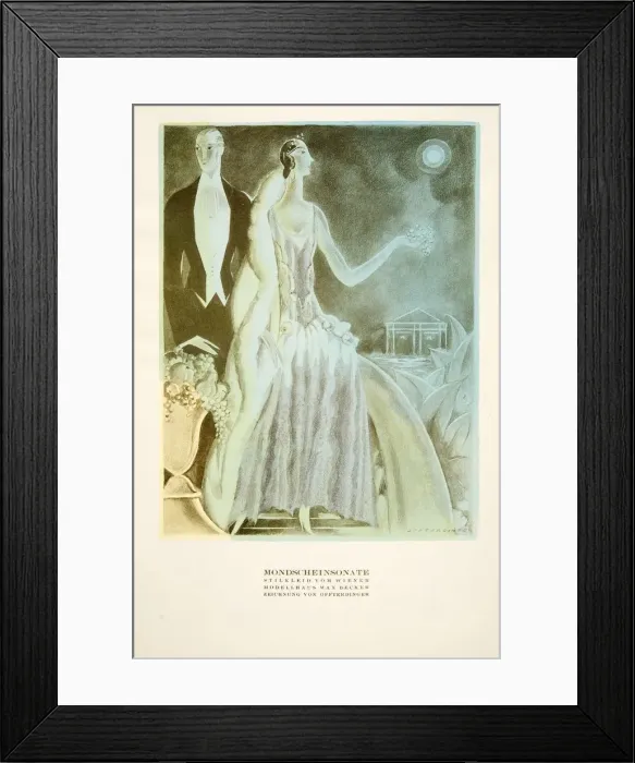 Framed Print : Mondscheinsonate, dress styled by Wiener, from Styl, pub. 1922 (pochoir Print) Framed Print : Mondscheinsonate, dress styled by Wiener, from Styl, pub. 1922 (pochoir Print)