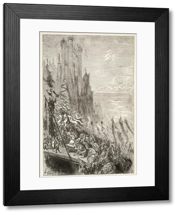 Framed Print : At the City of the Countess of the Fountain, from Stories of the Days of King Arthur Framed Print : At the City of the Countess of the Fountain, from Stories of the Days of King Arthur