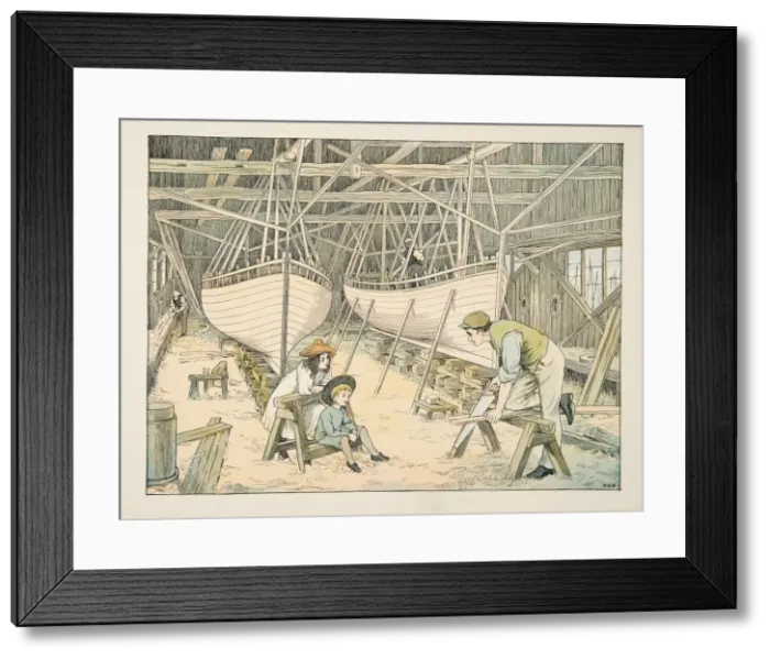 Framed Print : The Shipbuilder, from Four and Twenty Toilers, pub. 1900 (colour lithograph) Framed Print : The Shipbuilder, from Four and Twenty Toilers, pub. 1900 (colour lithograph)