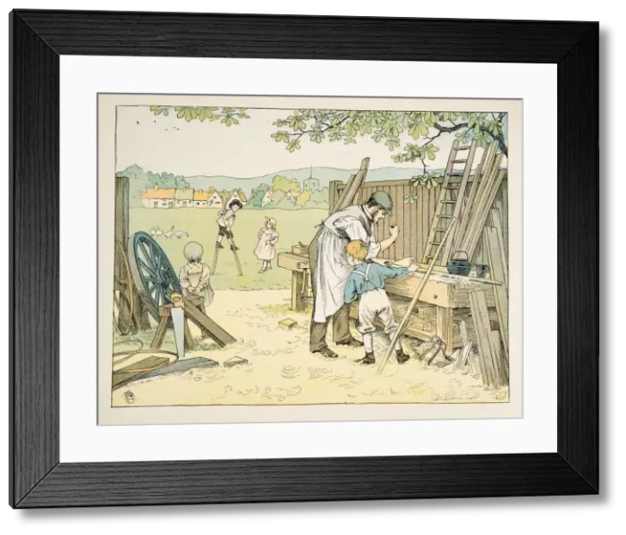 Framed Print : The Carpenter, from Four and Twenty Toilers, pub. 1900 (colour lithograph) Framed Print : The Carpenter, from Four and Twenty Toilers, pub. 1900 (colour lithograph)