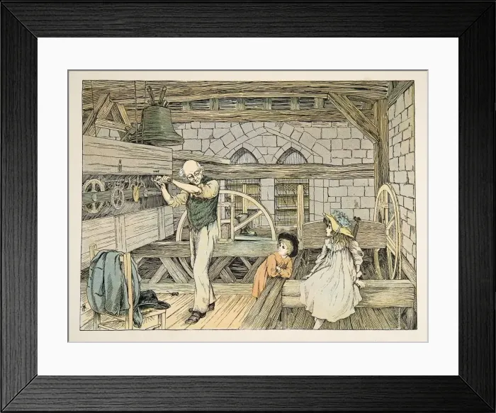Framed Print : The Clockwinder, from Four and Twenty Toilers, pub. 1900 (colour lithograph) Framed Print : The Clockwinder, from Four and Twenty Toilers, pub. 1900 (colour lithograph)