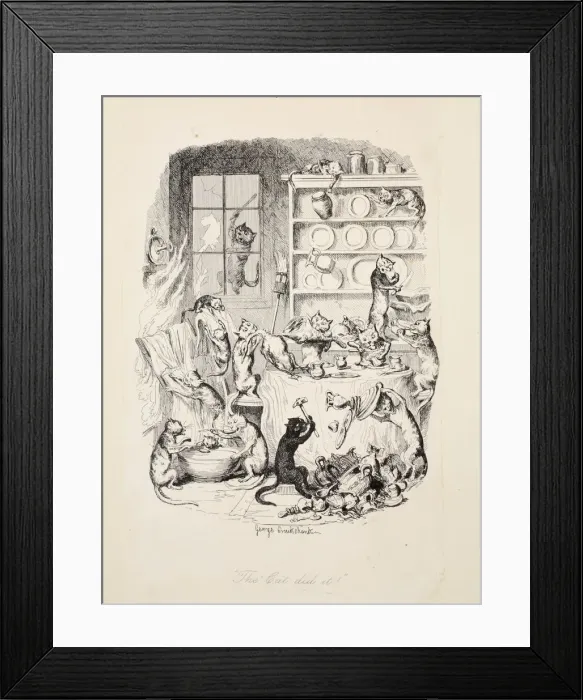 Framed Print : The Cat Did It, from The Greatest Plague of Life, pub. 1847 (engraving) Framed Print : The Cat Did It, from The Greatest Plague of Life, pub. 1847 (engraving)