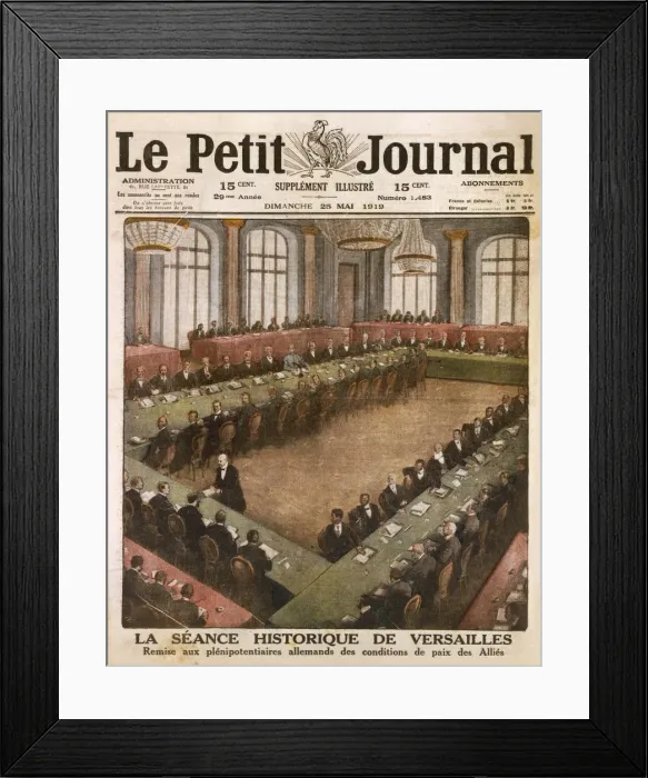 Framed Print : Conference at Versailles, 7th May, 1919 - German delegates receiving the Allied Peace Conditions Framed Print : Conference at Versailles, 7th May, 1919 - German delegates receiving the Allied Peace Conditions