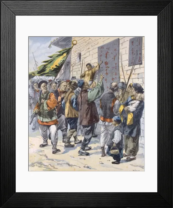 Framed Print : Death to the Foreigners from Le Petit Parisien, 15th July, 1900 (colour lithograph) Framed Print : Death to the Foreigners from Le Petit Parisien, 15th July, 1900 (colour lithograph)