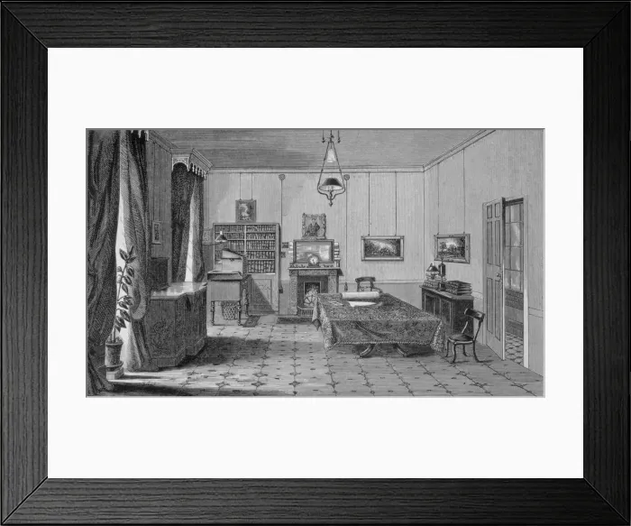 Framed Print : Faradays Study at the Royal Institution, from The Life and Letters of Faraday, pub Framed Print : Faradays Study at the Royal Institution, from The Life and Letters of Faraday, pub
