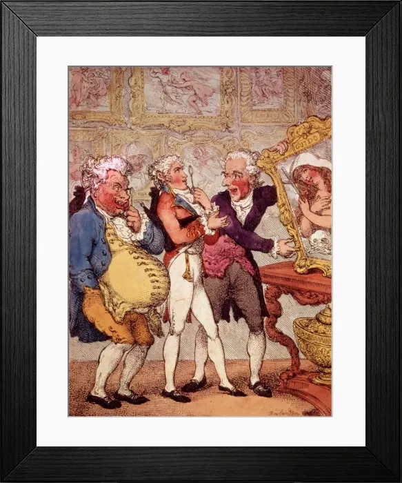 Framed Print : Italian Picture Dealers Humbugging My Lord Anglaise, pub. 1812 (hand coloured engraving) Framed Print : Italian Picture Dealers Humbugging My Lord Anglaise, pub. 1812 (hand coloured engraving)