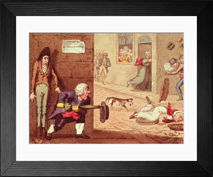 Framed Print : Mad Dog, pub. 1826 (hand coloured etching) Framed Print : Mad Dog, pub. 1826 (hand coloured etching)