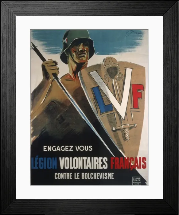 Framed Print : Join the LVF against the Bolsheviks, pub. 1942 (colour lithograph) Framed Print : Join the LVF against the Bolsheviks, pub. 1942 (colour lithograph)