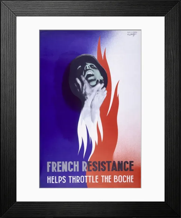 Framed Print : Poster; French Resistance helps Throttle the Bosch 1944