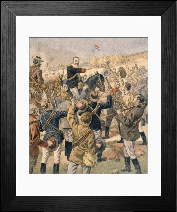 Framed Print : The War in the Transvaal: General Joubert rallying the Boers, from Petit Journal, pub Framed Print : The War in the Transvaal: General Joubert rallying the Boers, from Petit Journal, pub