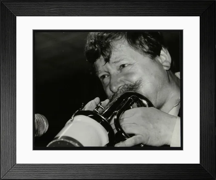 Framed Print : Trumpeter Janusz Carmello performing at The Fairway, Welwyn Garden City, Hertfordshire, 1991 Framed Print : Trumpeter Janusz Carmello performing at The Fairway, Welwyn Garden City, Hertfordshire, 1991