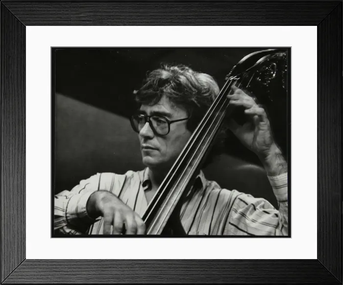 Framed Print : Terry Davies playing double bass at The Fairway, Welwyn Garden City, Hertfordshire, 16 June 1991 Framed Print : Terry Davies playing double bass at The Fairway, Welwyn Garden City, Hertfordshire, 16 June 1991
