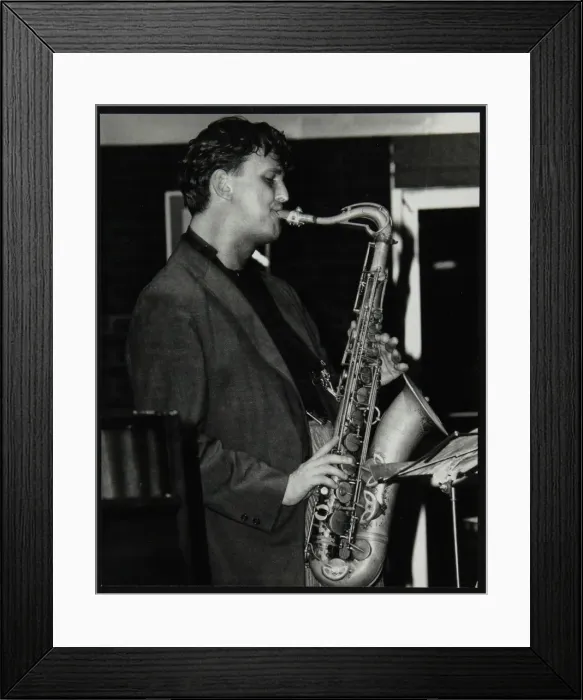Framed Print : Ed Jones playing tenor saxophone at The Fairway, Welwyn Garden City, Hertfordshire, 1992 Framed Print : Ed Jones playing tenor saxophone at The Fairway, Welwyn Garden City, Hertfordshire, 1992