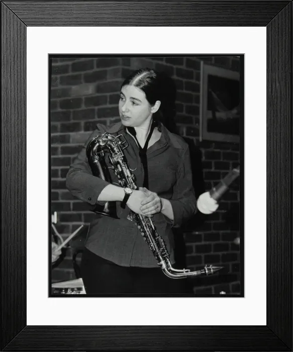 Framed Print : Saxophonist Allison Neale at The Fairway, Welwyn Garden City, Hertfordshire, 25 February 2001 Framed Print : Saxophonist Allison Neale at The Fairway, Welwyn Garden City, Hertfordshire, 25 February 2001