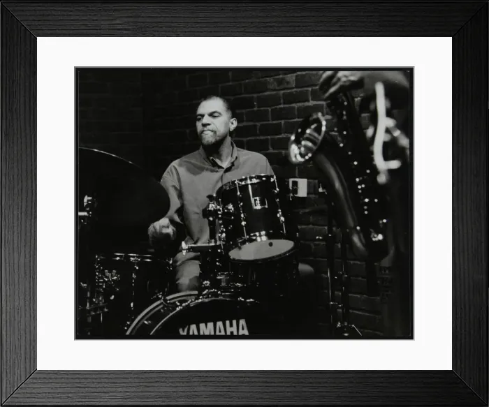 Framed Print : Drummer Derek Gale playing at The Fairway, Welwyn Garden City, Hertfordshire, 31 October 1999 Framed Print : Drummer Derek Gale playing at The Fairway, Welwyn Garden City, Hertfordshire, 31 October 1999