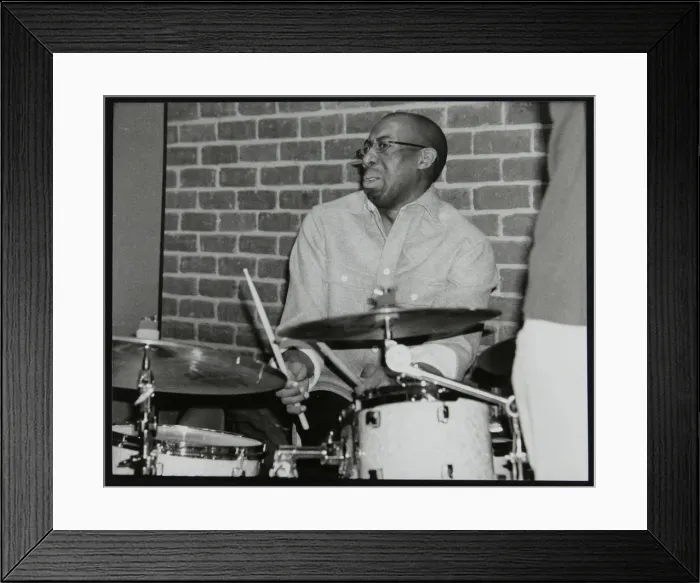 Framed Print : Drummer Rod Youngs playing at The Fairway, Welwyn Garden City, Hertfordshire, 25 January 2004 Framed Print : Drummer Rod Youngs playing at The Fairway, Welwyn Garden City, Hertfordshire, 25 January 2004