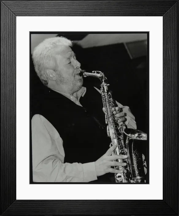 Framed Print : Geoff Simkins playing alto saxophone at The Fairway, Welwyn Garden City, Hertfordshire, 2002 Framed Print : Geoff Simkins playing alto saxophone at The Fairway, Welwyn Garden City, Hertfordshire, 2002