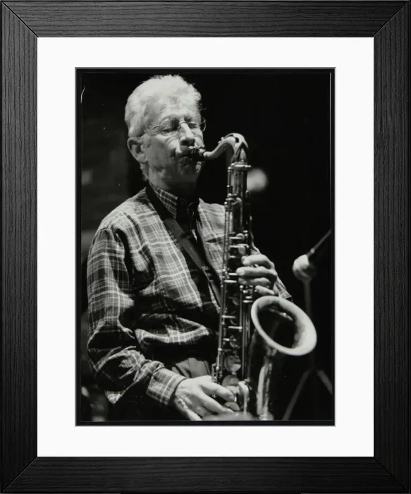 Framed Print : Phil Day playing tenor saxophone at The Fairway, Welwyn Garden City, Hertfordshire, 19 October 2003 Framed Print : Phil Day playing tenor saxophone at The Fairway, Welwyn Garden City, Hertfordshire, 19 October 2003