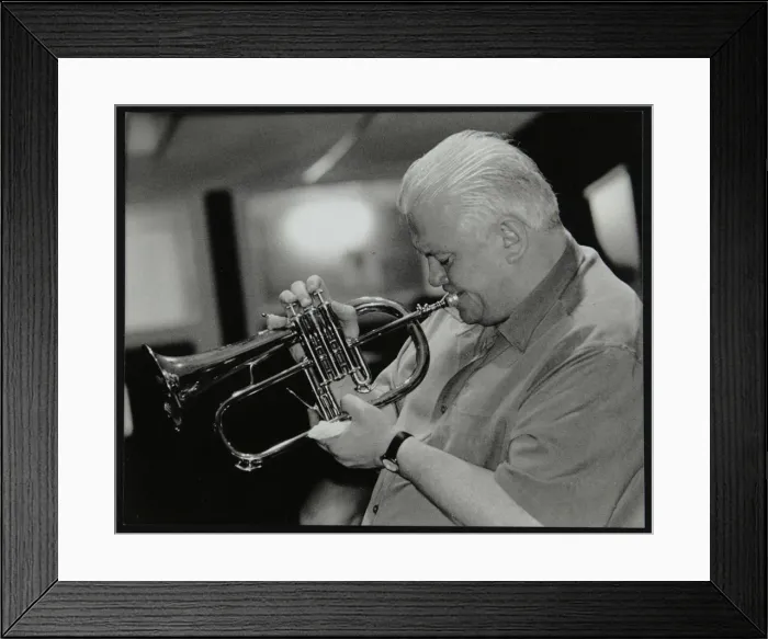 Framed Print : Bruce Adams playing the flugelhorn at The Fairway, Welwyn Garden City, Hertfordshire, 2 June 2002 Framed Print : Bruce Adams playing the flugelhorn at The Fairway, Welwyn Garden City, Hertfordshire, 2 June 2002