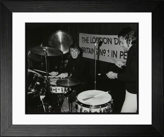 Framed Print : Drummers Kenny Clare Les DeMerle, London 1979. Artist: Denis Williams Framed Print : Drummers Kenny Clare Les DeMerle, London 1979. Artist: Denis Williams