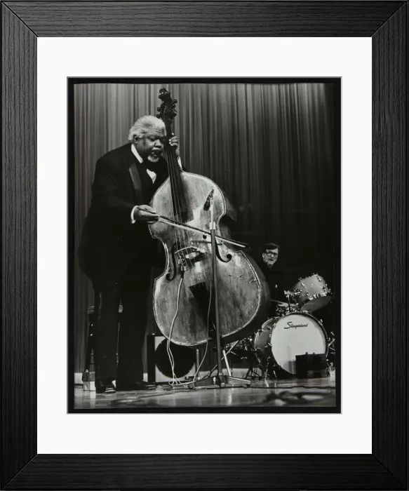 Framed Print : Arvell Shaw and Barrett Deems on stage, Stevenage, Hertfordshire, 1984 Framed Print : Arvell Shaw and Barrett Deems on stage, Stevenage, Hertfordshire, 1984