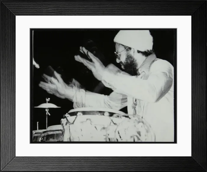 Framed Print : Percussionist Guilherme Franco playing at the Newport Jazz Festival, Middlesbrough, 1978 Framed Print : Percussionist Guilherme Franco playing at the Newport Jazz Festival, Middlesbrough, 1978