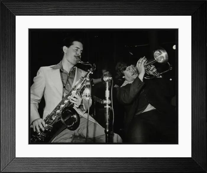 Framed Print : Scott Hamilton and Warren Vache playing live at the Pizza Express, London, 1979. Artist Framed Print : Scott Hamilton and Warren Vache playing live at the Pizza Express, London, 1979. Artist