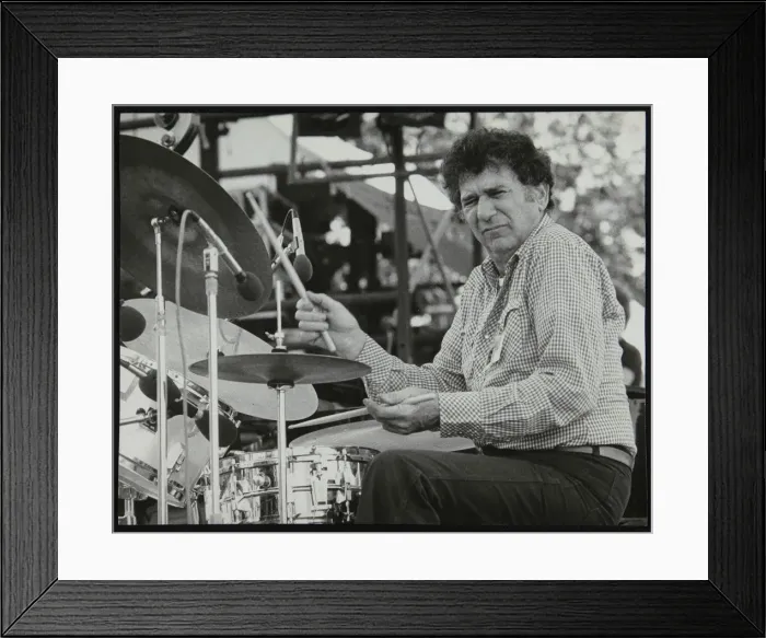 Framed Print : Shelly Manne playing at the Capital Radio Jazz Festival, London, 1979 Framed Print : Shelly Manne playing at the Capital Radio Jazz Festival, London, 1979