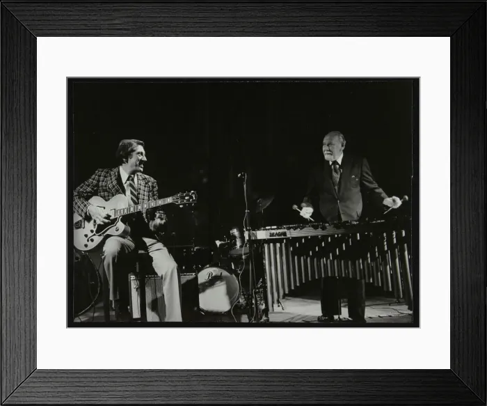 Framed Print : Tal Farlow (guitar) and Red Norvo (vibraphone) playing at Wallingford, Oxfordshire, 1981 Framed Print : Tal Farlow (guitar) and Red Norvo (vibraphone) playing at Wallingford, Oxfordshire, 1981