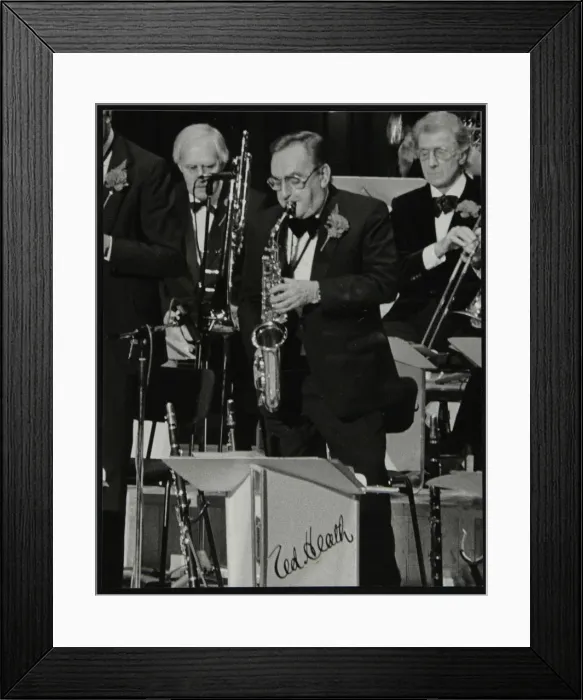 Framed Print : Ted Heath Orchestra alto saxophonist Ronnie Chamberlain playing at the Barbican Hall, London, 1985 Framed Print : Ted Heath Orchestra alto saxophonist Ronnie Chamberlain playing at the Barbican Hall, London, 1985