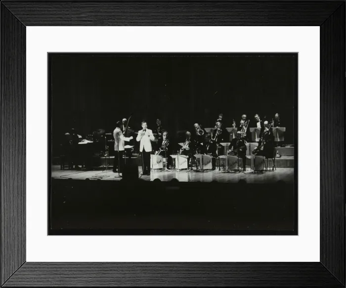 Framed Print : The Ted Heath Orchestra in concert at the Barbican Hall, London, December 1985. Artist Framed Print : The Ted Heath Orchestra in concert at the Barbican Hall, London, December 1985. Artist